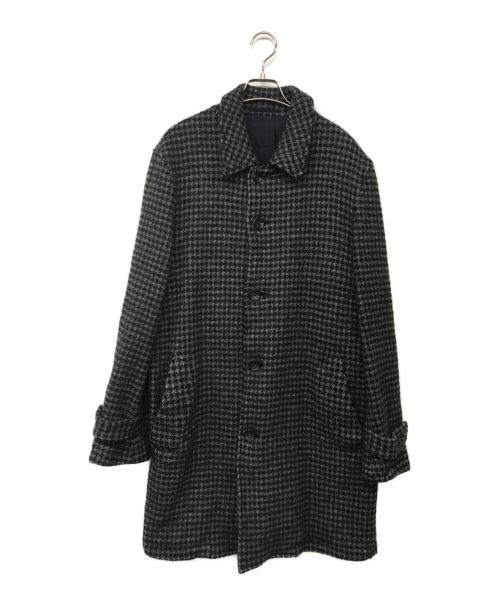 COMME des GARCONS HOMME（コムデギャルソン オム）COMME des GARCONS HOMME (コムデギャルソン オム) 縮絨ウールステンカラーコート ブラック×グレー サイズ:Lの古着・服飾アイテム