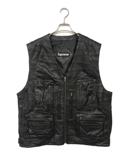 SUPREME（シュプリーム）SUPREME (シュプリーム) Patchwork Leather Cargo Vest/パッチワークレザーカーゴベスト ブラック サイズ:Mの古着・服飾アイテム