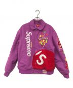 SUPREME×MITCHELL & NESSシュプリーム×ミッチェルアンドネス）の古着「Skittles Varsity Jacket/スキットルズバーシティジャケット」｜パープル