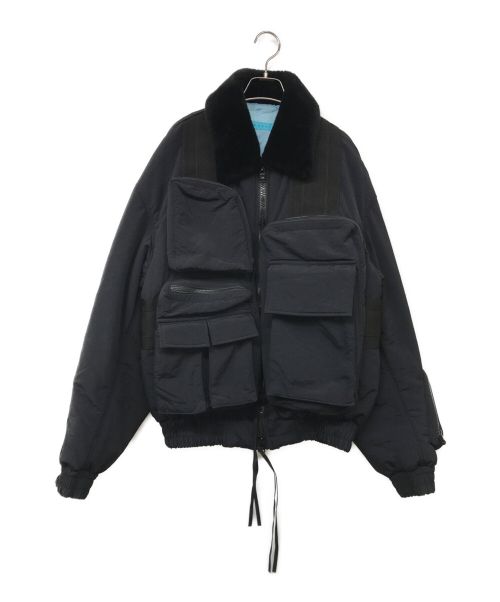 MUZE TURQUOISE LABEL（ミューズ ターコイズ レーベル）MUZE TURQUOISE LABEL (ミューズ ターコイズ レーベル) CIRCUIT BAG BOMBER JACKET/サーキットバッグボンバージャケット ネイビー サイズ:Mの古着・服飾アイテム