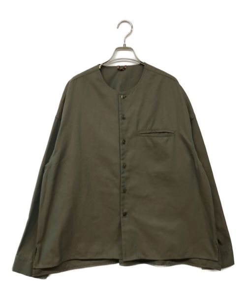 roundabout（ラウンダバウト）roundabout (ラウンダバウト) L/S Double No Collar Shirt グリーン サイズ:2の古着・服飾アイテム