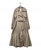 HER LIP TOハーリップトゥ）の古着「Gabardine Ruffled Trench Coat/ギャバジンラッフルドトレンチコート」｜ベージュ