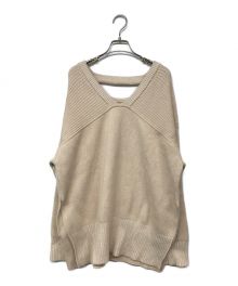 CLANE（クラネ）の古着「W FACE CUT NECK WIDE KNIT TOPS」｜ベージュ