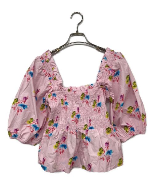 GANNI（ガニー）GANNI (ガニー) Printed Cotton Smock Blouse/プリンテッドコットンスモックブラウス ピンク サイズ:36の古着・服飾アイテム