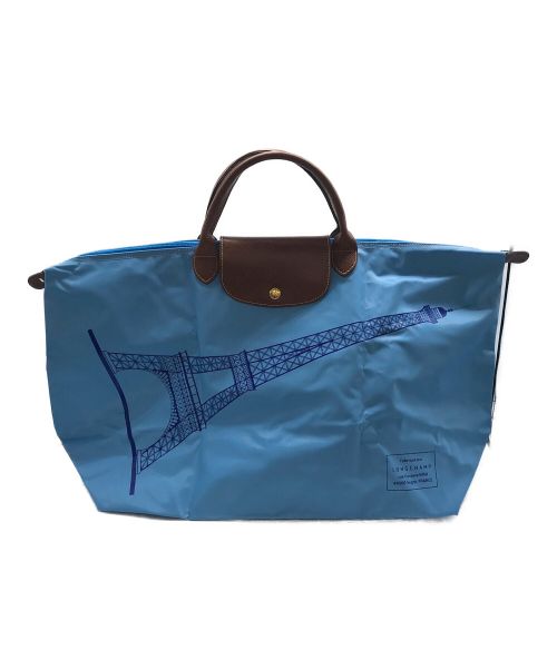 LONGCHAMP（ロンシャン）LONGCHAMP (ロンシャン) エッフェル塔柄トートバック ライトブルーの古着・服飾アイテム