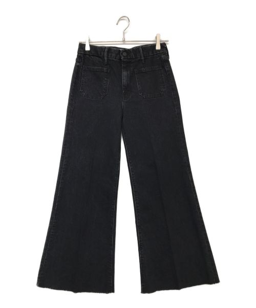 mother superior（マザー シュペリオール）mother superior (マザー シュペリオール) The Patch Pocket Roller High Waist Fray Hem Wide Leg Ankle Jeans ブラック サイズ:28の古着・服飾アイテム