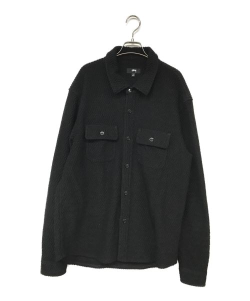 stussy（ステューシー）stussy (ステューシー) Textured Wool CPO LS Shirt ブラック サイズ:Lの古着・服飾アイテム