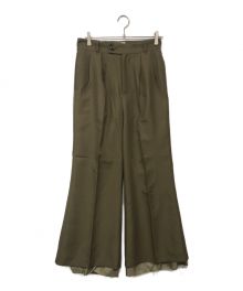 soerte（ソエルテ）の古着「Cut off layered flared pants/カットオフレイヤードフレアパンツ」｜カーキ