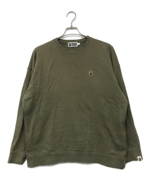 A BATHING APE（アベイシングエイプ）A BATHING APE (アベイシングエイプ) Oversized Ape Logo Crew Sweat オリーブ サイズ:Sの古着・服飾アイテム