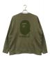 A BATHING APE (アベイシングエイプ) Oversized Ape Logo Crew Sweat オリーブ サイズ:S：6000円