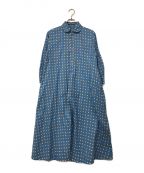 45Rフォーティーファイブアール）の古着「ドットプリントのシャツドレス」｜ブルー×ベージュ