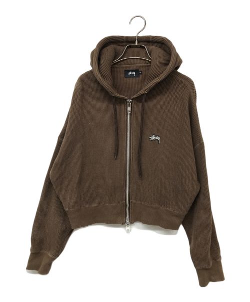 stussy（ステューシー）stussy (ステューシー) ワッフルジップパーカー ブラウン サイズ:Mの古着・服飾アイテム