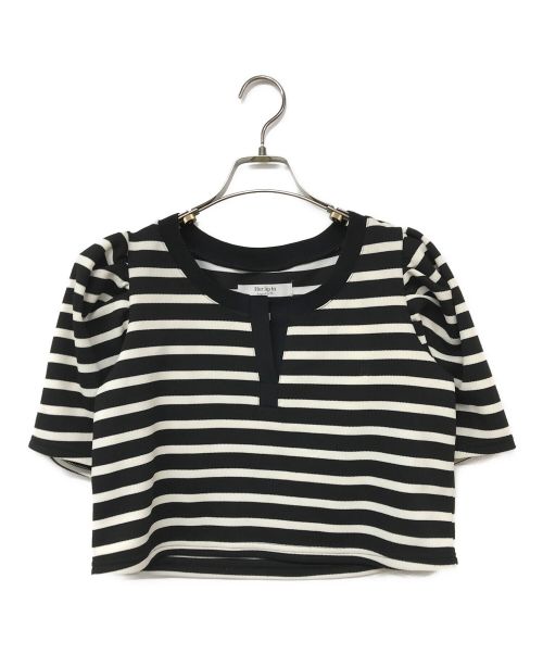 HER LIP TO（ハーリップトゥ）Her lip to (ハーリップトゥ) Louis Striped Top/スキッパーTシャツ ブラック サイズ:Fの古着・服飾アイテム