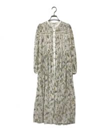 HER LIP TO（ハーリップトゥ）の古着「Floral Bouquet Pleated Long Dress」｜ホワイト×グリーン