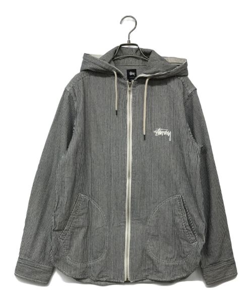 stussy（ステューシー）stussy (ステューシー) ヒッコリーパーカー グレー サイズ:LARGEの古着・服飾アイテム