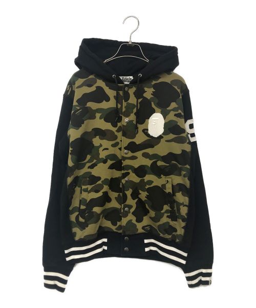 A BATHING APE（アベイシングエイプ）A BATHING APE (アベイシングエイプ) カモ柄スウェットスタジャン ブラック サイズ:Lの古着・服飾アイテム