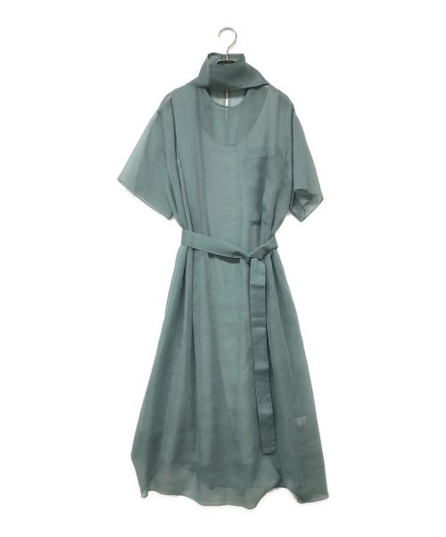 LE CIEL BLEU（ルシェルブルー）LE CIEL BLEU (ルシェルブルー) Voile Tent Dress/インナー付きワンピース グリーン サイズ:36の古着・服飾アイテム