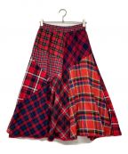 MILK FED.ミルクフェド）の古着「PLAID PATCHWORK SKIRT」｜レッド