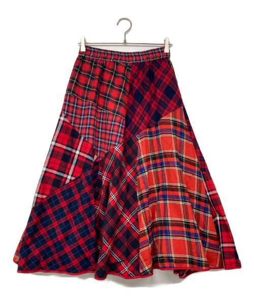 MILK FED.（ミルクフェド）MILK FED. (ミルクフェド) PLAID PATCHWORK SKIRT レッド サイズ:one sizeの古着・服飾アイテム