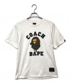 COACH×BAPE BY A BATHING APEコーチ×ベイプバイアベイシングエイプ）の古着「コラボプリントＴシャツ」｜ホワイト