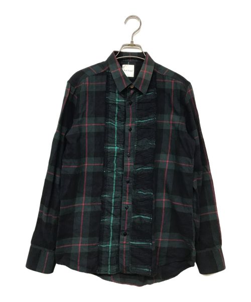 PAUL SMITH（ポールスミス）Paul Smith (ポールスミス) BLACK WATCH RUFFLE SHIRT グリーン サイズ:Mの古着・服飾アイテム