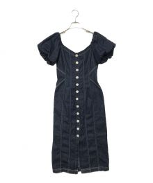 HER LIP TO（ハーリップトゥ）の古着「Puff Sleeve Midi Dress/パフスリーブミディドレス」｜ネイビー