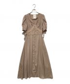 HER LIP TOハーリップトゥ）の古着「Lace Trimmed Smooth Satin Dress/レーストリムドスムースサテンドレス」｜ベージュ