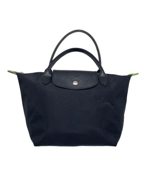 LONGCHAMP（ロンシャン）LONGCHAMP (ロンシャン) ル プリアージュハンドバッグ ブラック×グリーンの古着・服飾アイテム