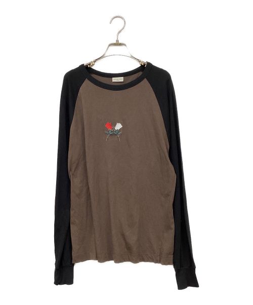 DRIES VAN NOTEN（ドリスヴァンノッテン）DRIES VAN NOTEN (ドリスヴァンノッテン) Horace Rose Baseball Tee/カットソー ブラウン サイズ:LARGEの古着・服飾アイテム