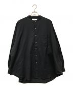 Graphpaperグラフペーパー）の古着「Oxford Pique Jersey L/S Oversized Band Collar Shirt」｜ネイビー