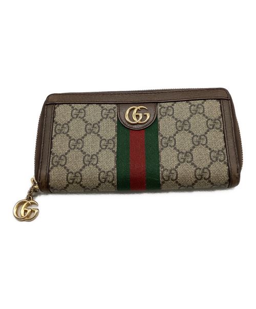 GUCCI（グッチ）GUCCI (グッチ) GGジップアラウンドウォレット ブラウンの古着・服飾アイテム