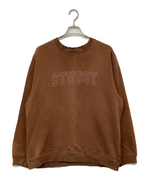 stussy（ステューシー）stussy (ステューシー) ロゴスウェット ブラウン サイズ:Ｌの古着・服飾アイテム