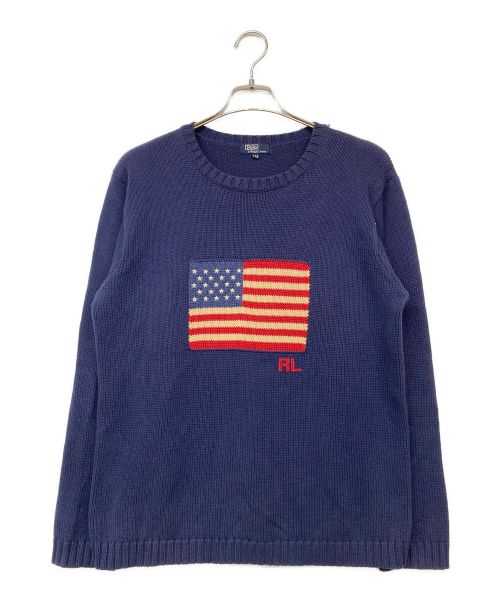 POLO RALPH LAUREN（ポロ・ラルフローレン）POLO RALPH LAUREN (ポロ・ラルフローレン) 星条旗コットンニット ネイビー サイズ:170の古着・服飾アイテム