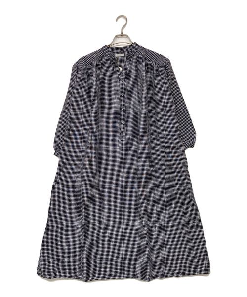 fog linen work（フォグリネンワーク）fog linen work (フォグリネンワーク) チェックリネンワンピース ネイビー サイズ:記載なしの古着・服飾アイテム