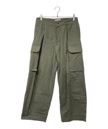 BLURHMS（ブラームス）の古着「Washed Gabardine Super Wide 6P Slacks」｜カーキ