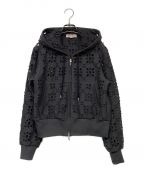 masuエムエーエスユー）の古着「FLOWER HOLE ZIP-UP SWEAT PARKA/フラワーホールジップアップスウェットパーカー」｜グレー