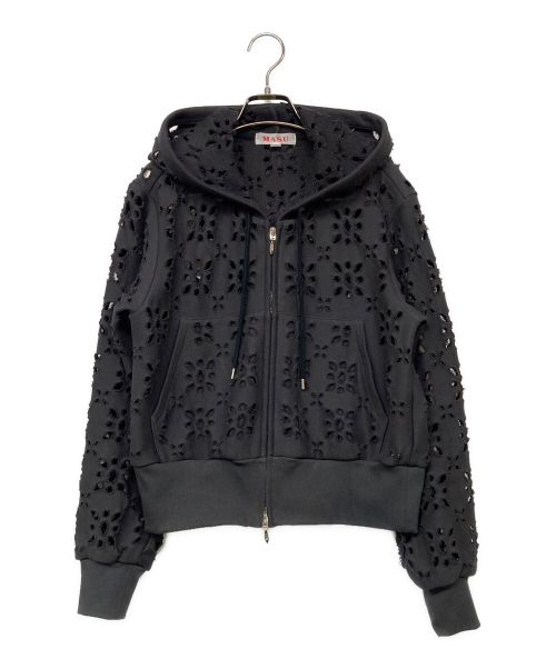 masu（エムエーエスユー）masu (エムエーエスユー) FLOWER HOLE ZIP-UP SWEAT PARKA/フラワーホールジップアップスウェットパーカー グレー サイズ:44の古着・服飾アイテム