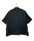 roundaboutラウンダバウト）の古着「S/S Band Collar Big Shirt」｜ブラック×グリーン