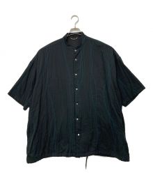 roundabout（ラウンダバウト）の古着「S/S Band Collar Big Shirt」｜ブラック×グリーン