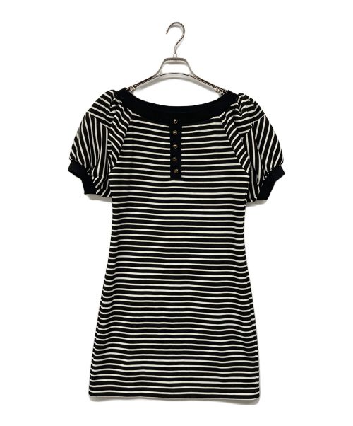 HER LIP TO（ハーリップトゥ）HER LIP TO (ハーリップトゥ) Saint-Tropez Striped Mini Dress ブラック×ホワイト サイズ:Mの古着・服飾アイテム