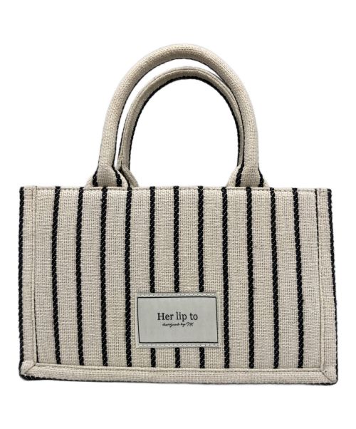 HER LIP TO（ハーリップトゥ）HER LIP TO (ハーリップトゥ) Tuileries Stripe Tote Bag/2WAYトートバッグ ブラック×ベージュの古着・服飾アイテム