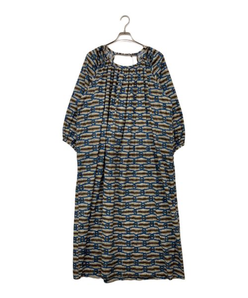 6(ROKU) BEAUTY&YOUTH（ロク ビューティーアンドユース）6(ROKU) BEAUTY&YOUTH (ロク ビューティーアンドユース) COTTON BATIK DRESS/コットンバティックドレス ブラウン×ブルー サイズ:38の古着・服飾アイテム