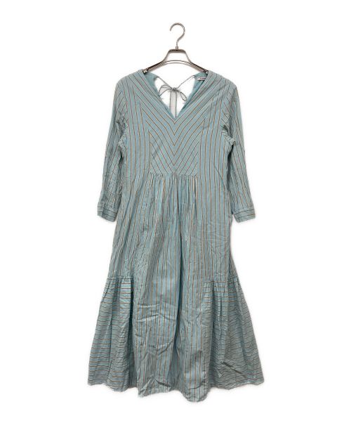 ne quittez pas（ヌキテパ）ne quittez pas (ヌキテパ) COTTON STRIPE PANEL DRESS スカイブルー サイズ:Sの古着・服飾アイテム