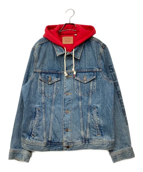 LEVI'S（リーバイス）LEVI'S (リーバイス) SUPREME (シュプリーム) 17SSFleece Hooded Trucker Jacket レッド×ブルー サイズ:Lの古着・服飾アイテム