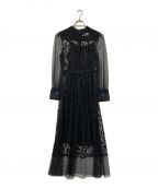 LOKITHOロキト）の古着「TULIP EMB COMBI LONG DRESS」｜ブラック