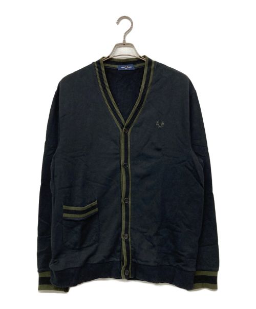 FRED PERRY（フレッドペリー）FRED PERRY (フレッドペリー) Vネックカーディガン ブラック サイズ:Lの古着・服飾アイテム