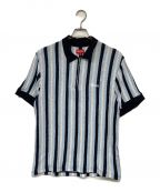 SUPREMEシュプリーム）の古着「Open Knit Stripe Zip Polo」｜ブルー