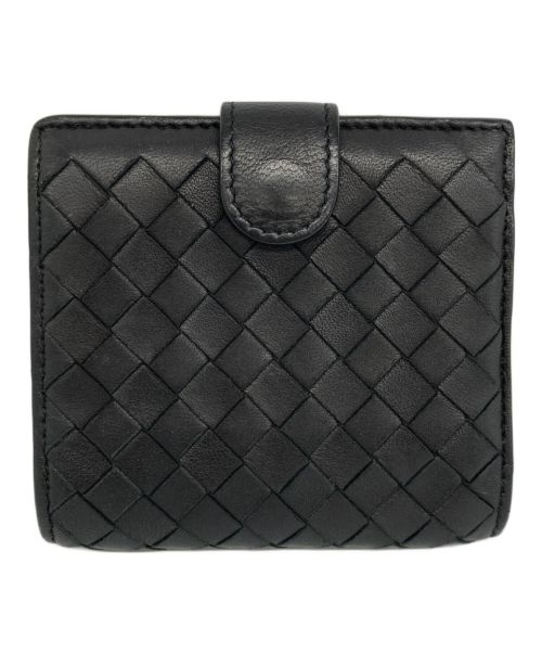 BOTTEGA VENETA（ボッテガベネタ）BOTTEGA VENETA (ボッテガベネタ) イントレチャート2つ折り財布 ブラックの古着・服飾アイテム