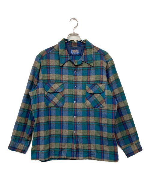 PENDLETON（ペンドルトン）PENDLETON (ペンドルトン) オープンカラーシャツ グリーン×ネイビー サイズ:XLの古着・服飾アイテム