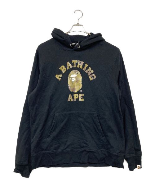 A BATHING APE（アベイシングエイプ）A BATHING APE (アベイシングエイプ) プリントパーカー/Bitmap College Pullover Hoodie ブラック サイズ:2XLの古着・服飾アイテム